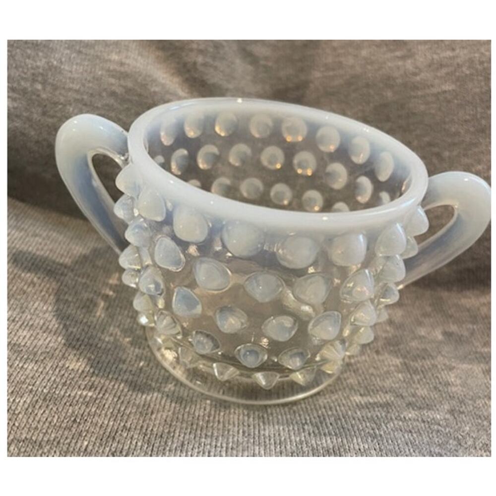 Vintage Fenton Glass Opalescent Hobnail Sugar Bowl